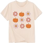 Toddler Girls Thanksgiving Shirts Turkey Pumpkin T Shirt Cotton Short Sleeve Halloween Tops 1-10 Years