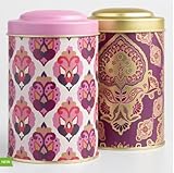 Stylish Purple Pink and Gold Tea Canister set of 2. Airtight lid, Metal , Tin canisters set, Tea Container, Storage tins.