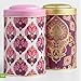 Stylish Purple Pink and Gold Tea Canister set of 2. Airtight lid, Metal , Tin canisters set, Tea Container, Storage tins.