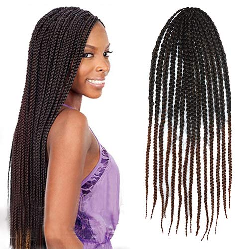 Wigs gLoaSublim Women Fashion African Blackman Box Braid Hair Extension Plaited Synthetic Hair Wig - Black & Dark brown M