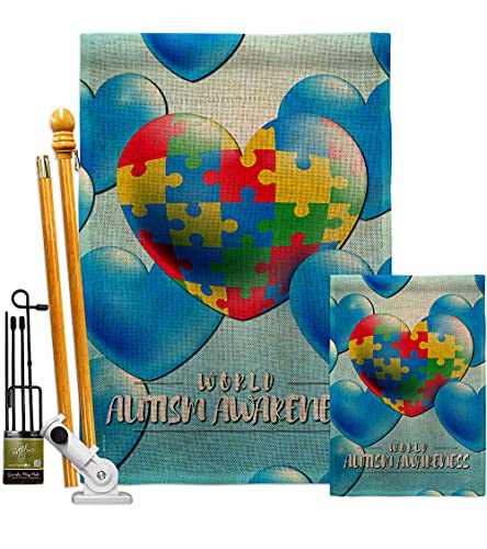 Ornament Collection Heart Autism Burlap Garden House Flag Kit Support Awareness…