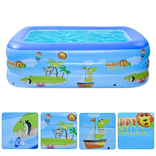 TIMLUC Aufblasbare Pool Schwimmbecken Rechteckig für Kinder, Erwachsene, Familie, 240x150x55cm Großer Familienpool für Garten Wasserparty Sommer Indoor & Outdoor