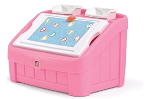 Step2 2-in-1 Toy Box & Art Lid, Kids Toy Storage Bin & Organizer, Easel & Chest in One, Made of Durable Plastic, For Toddlers 2+ Years Old, Pink