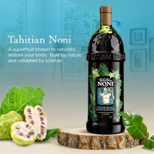 Tahitian Noni Juice by Morinda – Original Pure Noni Fruit Blend with Blueberry, Grape Extracts – Healthy Superfood Vitality Daily Wellness Drink – 4 Pack of 1L Bottle