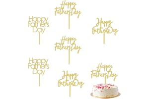 AROKIPPRY 6 Piece Happy Father's Day Cake Topper - Father's Day Gold Glitter Birthday Cake Decoration Dad Party Supplies (Acrylic 6)