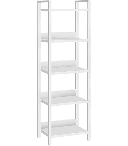 VIMBER 5-Tier Bookshelf With Anti-Fall Baffle - Tall Industrial Bookcase For Books, Movies, Games & Home Organization