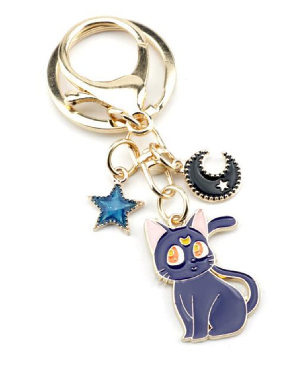 Sailor Moon Keychain Cartoon Cute Magic Cat Key Chain Pentagram Bag Mobile Car Key Chain for Women Men Teen Girls Cat Lovers