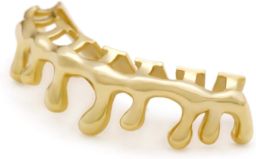 14k Gold Teardrop Bottom Grillz 8 Teeth Lower Teeth Drip Cap Women Grillz