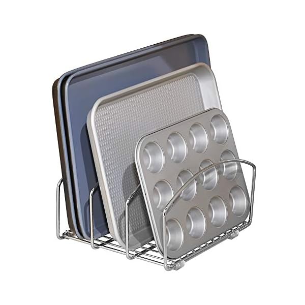 mDesign Kitchen Bakeware Organiser - Steel Baking Tray Rack and Cutting Board Holder - Ideal Kitchen Storage Solution…
