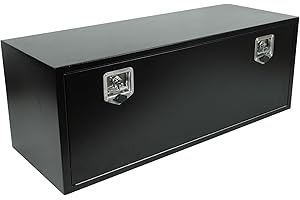 Aikosin 48 Inch Steel Black Plated Truck Tool Box Pickup Truck Bed Storage with T-Handle Latch, Waterproof Underbody Tongue Box with Lock and Key for RVs, ATVs, Trailer & Truck (48"x18"x18")