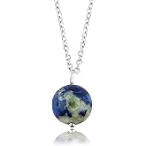 CRYSTALIS 10mm+ Unusual Copper Afghanite Crystal Pendant Necklace, UV Reactive, Polished Ball, Chakra Healing Stone, Gift Women Jewelry, Dainty Necklace, 925 Sterling Silver Chain 18 inch