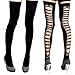 kilofly Black Thigh Highs Combo [Set of 2 Pairs] - Cross Net Back & Red Bowknots