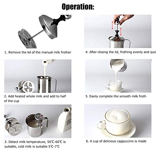 Gedourain Miscelatore per Il Latte, Impugnatura Comoda Montalatte per caffè Resistente all'Usura Montalatte Manuale… - immagine 5