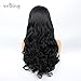 vvBing Half Hand Tied Synthetic Lace Front Wigs Body Wave Long Hair Heat Resistant Fibers Glueless 250% Density Nature Hairline with Baby Hair 24inch Lace Front Wig Color Black