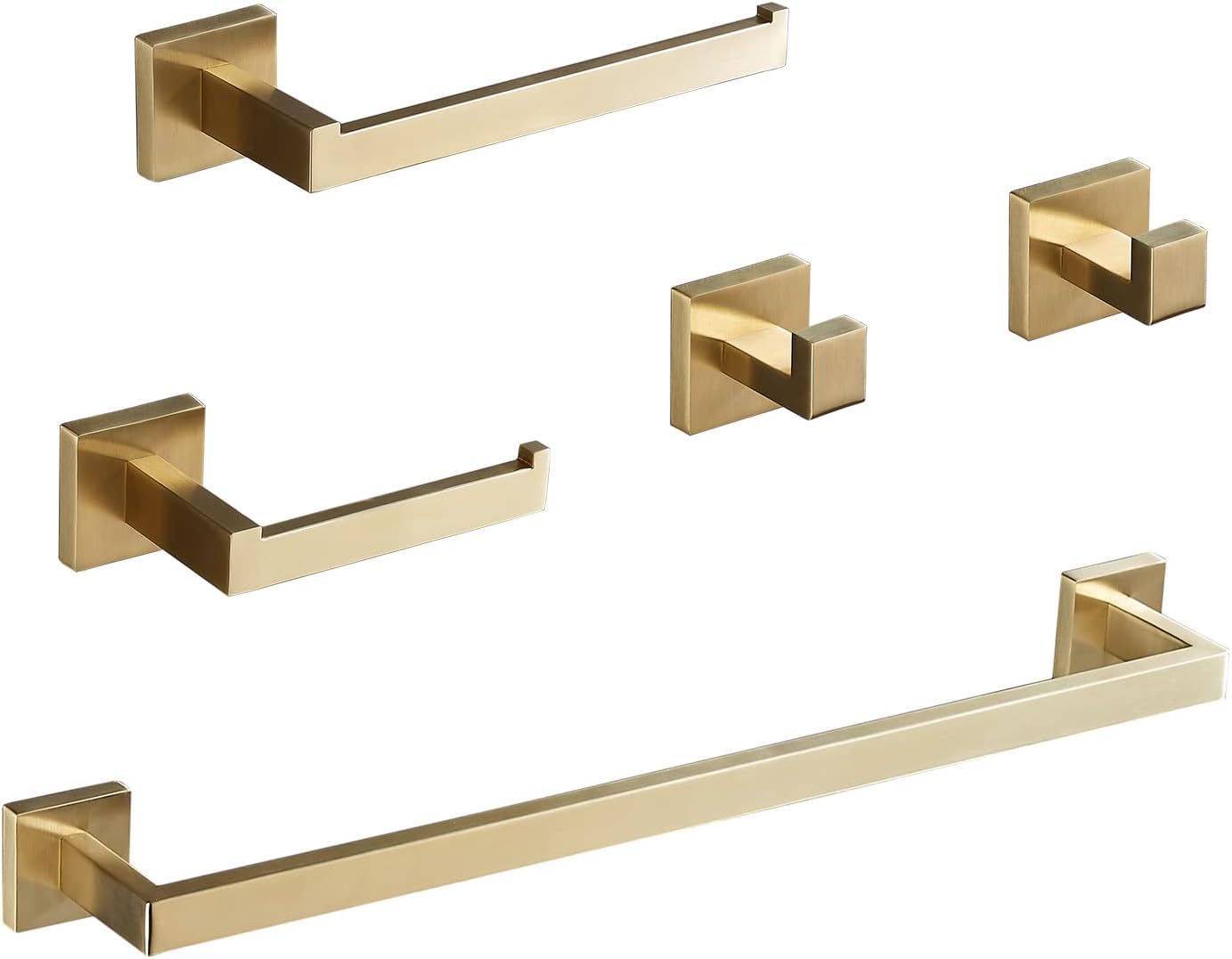 Bathroom Hardware Set 24-Inch Towel Bar,2pcs Towel Hook,Toilet Paper Holder,Hand Towel Holder Stainless Steel Brushed Gold Bathroom Accessories — image 1
