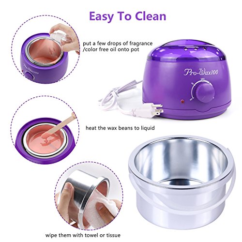 Hair Removal Wax Warmer Kit with 5 Flavors Hard Wax Beans and Wax Applicator Sticks By Mibote