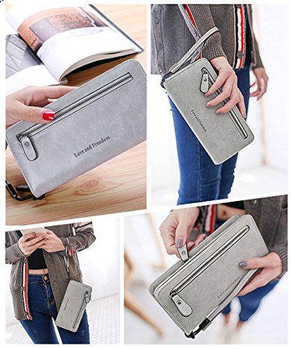 image for FIGROL Women Blocking Soft Leather Wallet,Credit Card Long Wallets Pho