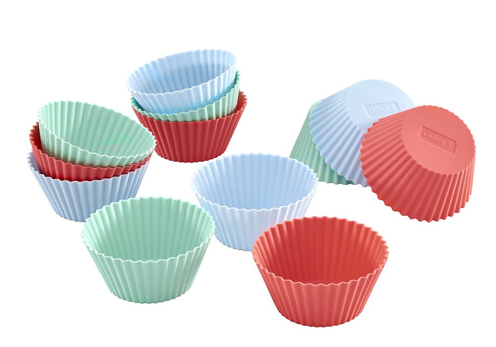 Lurch FlexiForm 83013 Muffin Liners Set of 12 100% BPA- Platinum Silicone Inner Dimensions 6.6 x 3.1 cm Pastel Mix