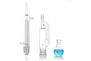 Luoxun-Lx1000ml Soxhlet Extractor Kit,Soxhlet Extraction Apparatus with Condenser,Flat Bottom Flask,Lab Glassware (1000ml),Cl