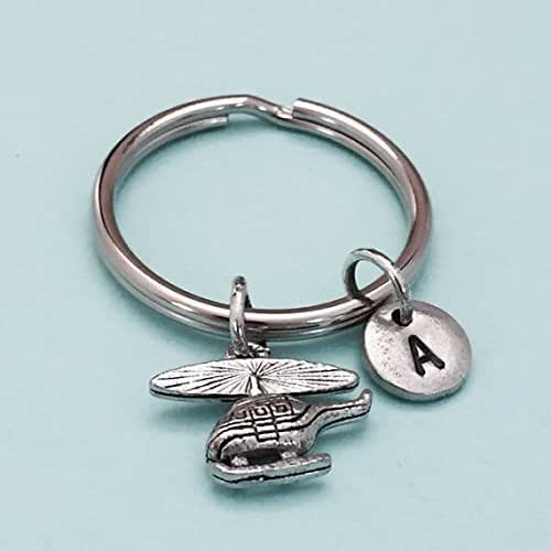 Helicopter keychain, helicopter charm, aircraft keychain
