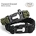 2PC Paracord Bracelet, Survival Gear Kit With Fire Starter, Emergency Knife & Whistle, Made By Durable Military 550 Paracord, Slip Buckle Design, For Hiking, Camping, and Exploration, Black and Green