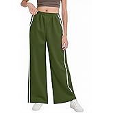Haloumoning Girls Wide Leg Track Pants Kids Baggy Striped Parachute Pants Athletic Joggers with Pockets 5-14Y