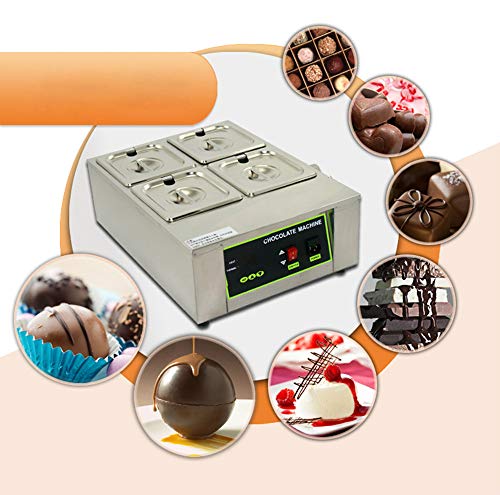 NEWTRY Digital 17.6lbs Capacity 4 Pots Electric Chocolate Melting Machine Temperature Adjustable 1000W Commercial Chocolate Tempering Machine Melter Pot Heater (110V)