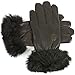 Alpine Swiss Womens Leather Dressy Gloves Faux Fur Trim Cuff Thermal Lining Brown Large