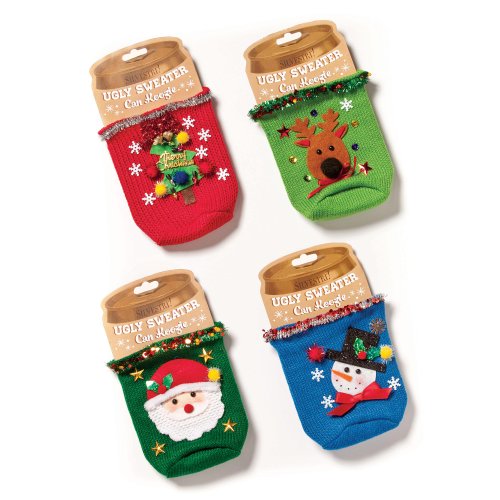 Demdaco Ugly Sweater Can Koozies- Set of 4 Assorted