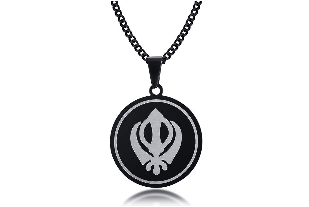 Stainless Steel Sikhism Sikh Khanda Pendant Necklace Sikhs Necklace India Pakistan Malaysia Religious jewellery for Men Women,with 24" Chain