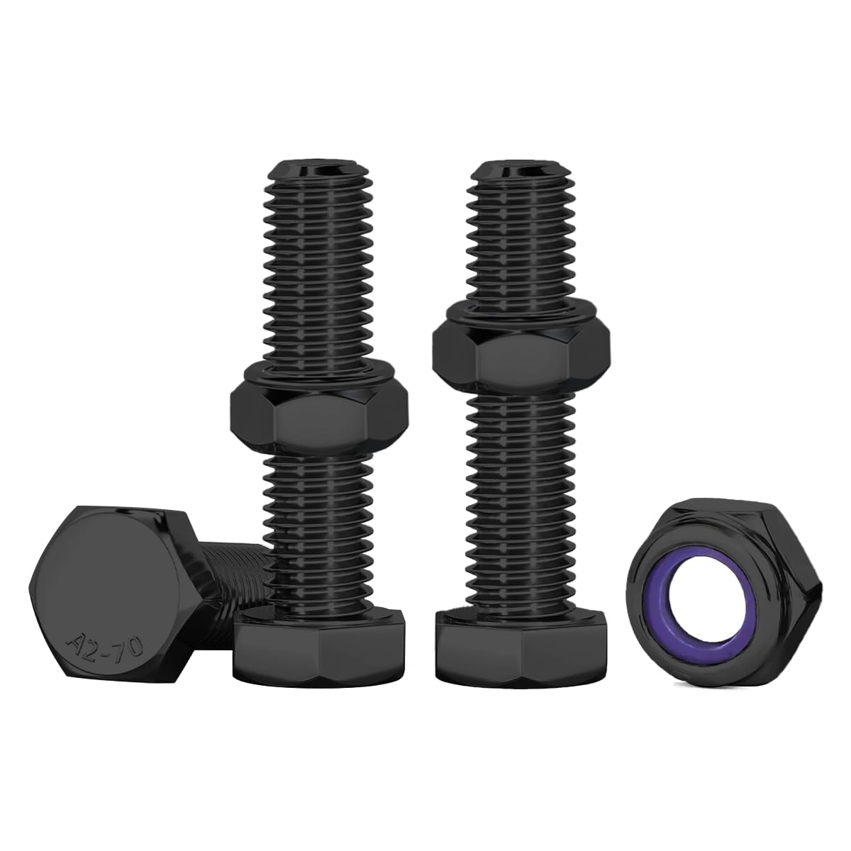 Drenky M6 Stainless Steel Bolts, 10 Pcs M6 x 30mm Black Nuts and Bolts SUS 304 Hex Bolts and Nuts Machine Screws and Nut for Machinery, Furniture, Car, Bike, Ship, 3D Printing