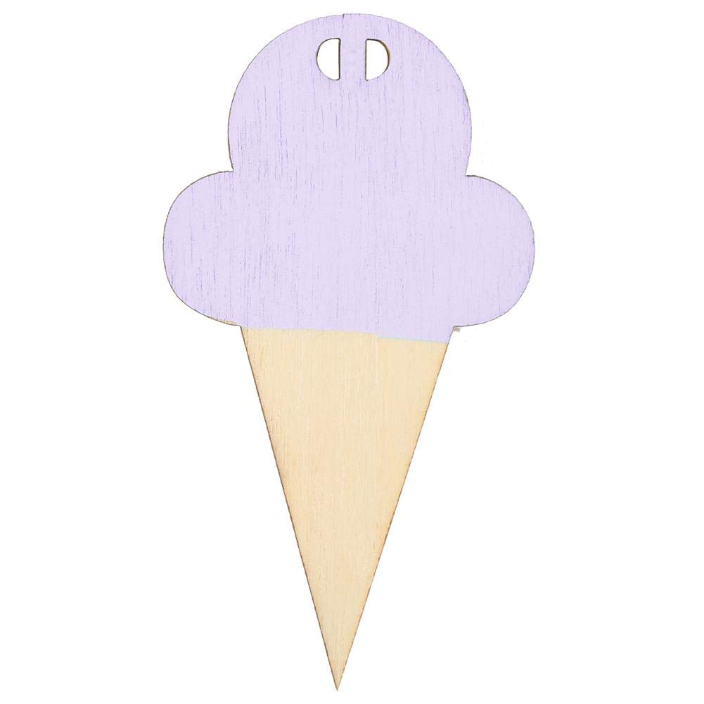 10Pcs Wooden Hanging Garland Ice Cream Cone Garland for Apartment Dorm Living Room Bedroom Baby Nursery Art Party Backdrop Decoration(Purple)