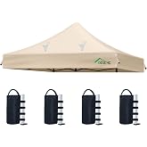 ACEPIC 10x10 Canopy Replacement Top with 4 Sandbags (Heavy Duty Top Only) | Upgraded Khaki 500D Heavy Duty, Waterproof &amp; UV Protection, easy to set up, 8 Large Drainage Holes Prevent Rain Pooling