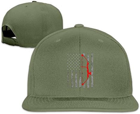 PLUD FISE Archery Bow Hunting US Flag Plain Adjustable Snapback Hats Caps Flat Bill Visor Classic Flat Brim Baseball Hat