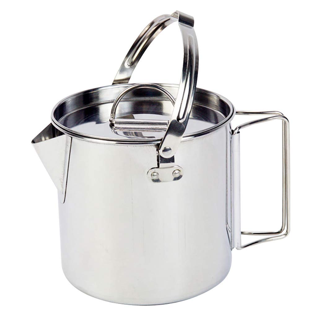 Camping Cookware Mess Kit Outdoors Kettle Pot Stainless Steel Campfire