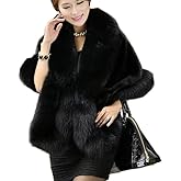 SongKedora Women's Faux Fur Shawl Luxury Long Shawl Coat Winter Warm Cloak Cape Shrug for Evening Party