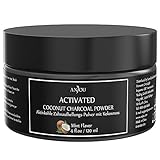 Activated Teeth Whitening Charcoal Powder Anjou 4 oz Natural Coconut Tooth Stain Remover, Non Abrasive, Vegan, Mint Flavored