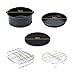 AIQI 5 Piece Air Fryer Accessories, Including Cake Barrel, Pizza Pan, Metal Holder, Skewer Rack and Silicone Mat for Gowise Phillips and Cozyna and More, Fit All 3.7QT - 5.3QT - 5.8QT