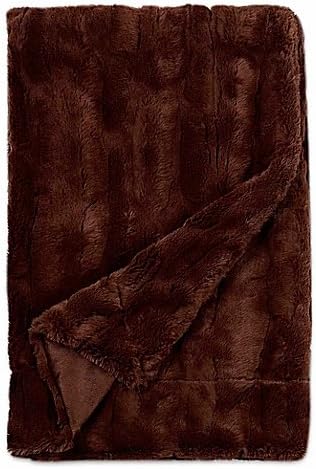 Embossed Faux Mink Blanket in Brown