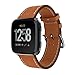 Junboer Compatible Fitbit Versa Bands Women, Leather Accessory Genuine Leather Wristband Strap Replacement for Fitbit Versa Smartwatch
