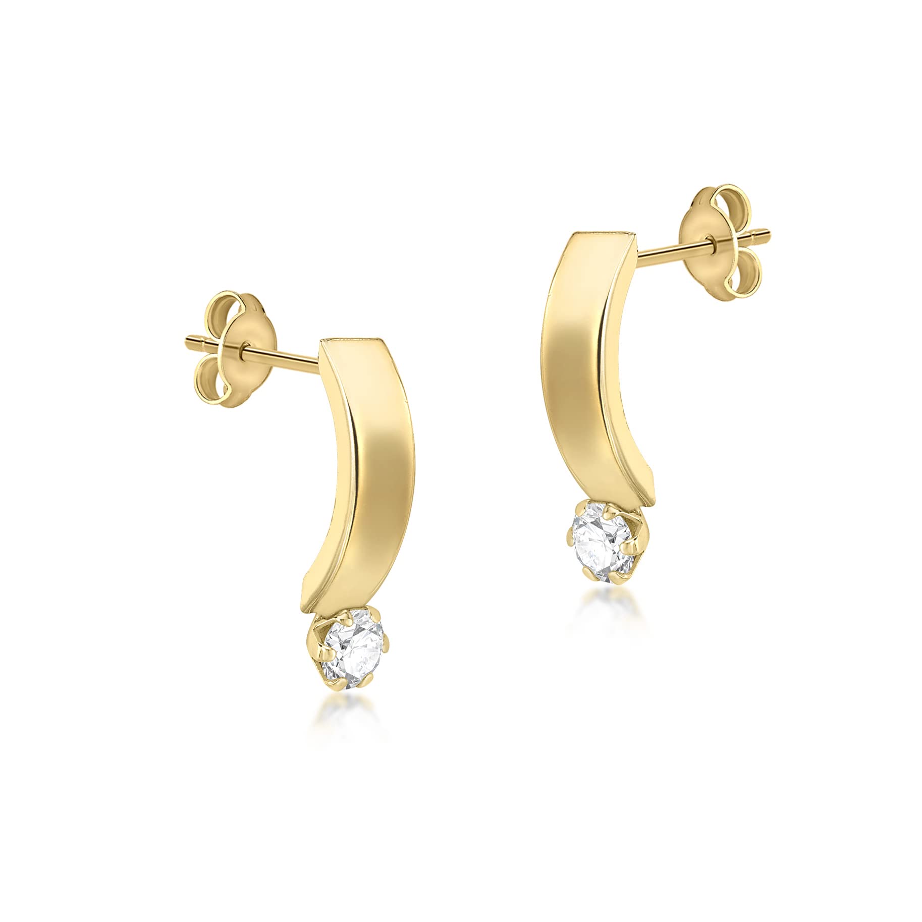 CARISSIMA Women's 9 ct Yellow Gold Cubic Zirconia Curved Band Earrings
