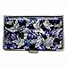 Mother of Pearl MOP Blue Butterfly Business Credit Name Id Card Holder Case Metal Stainless Steel Engraved Slim Purse Pocket Money Wallet