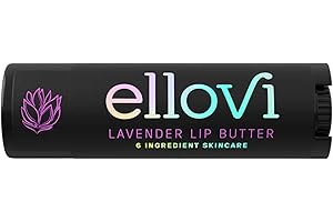 Ellovi Natural Lip Butter Lip Balm - Lavender - Pure Enough to Eat - Made With Just 6 Vegan Ingredients - Moisturizing Lip Care for All Day Hydration (Single)