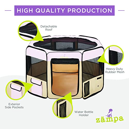 Zampa Puppy Playpen Small 36"x36"x24" Portable Pop Up Playpen for Dog