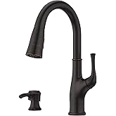 Pfister Alderwood Kitchen Faucet with Pull Down Sprayer and Soap Dispenser, Single Handle, NSF Certified, Tuscan Bronze Finish, F5297AWY
