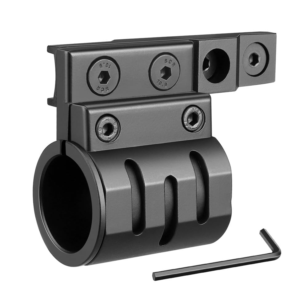 KEENZO Offset Torch Ring Mount for Rail System - 2 Ways to Mounting Inserts Included fits 25.4mm 30mm Diameter Flashlight