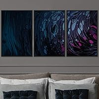 3 Piece Framed Canvas Wall Art Abstract Fluids 3D Abstract Abstract Brushstroke Contemporary - 16