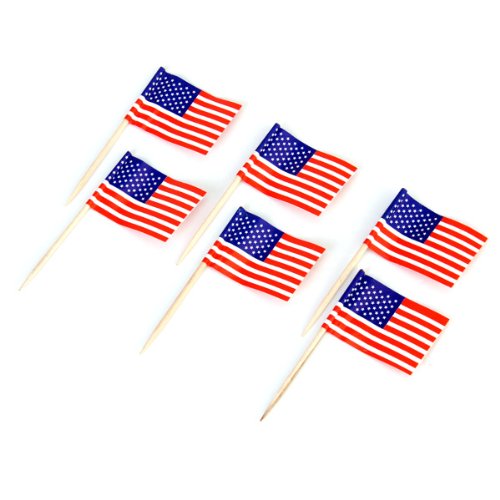 iMagitek 100 Pack Amercian Flag Toothpick Cupcake Toppers Cocktail Sticks - Thumbnail 6