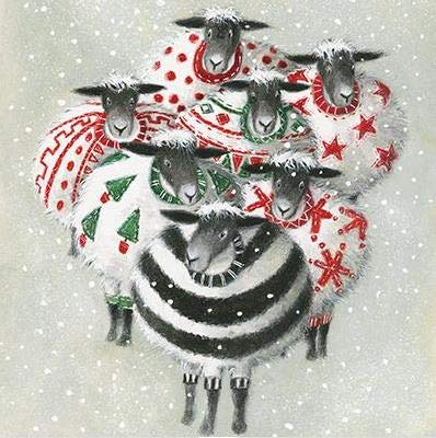 Pack of 6 Paper House Charity Christmas Cards (PH-CHPT0021) - Baa Humbugs, Sheep - Sold in Aid of British Heart Foundation, Marie Curie, Oxfam, NSPCC, Parkinson's UK, Stroke Association