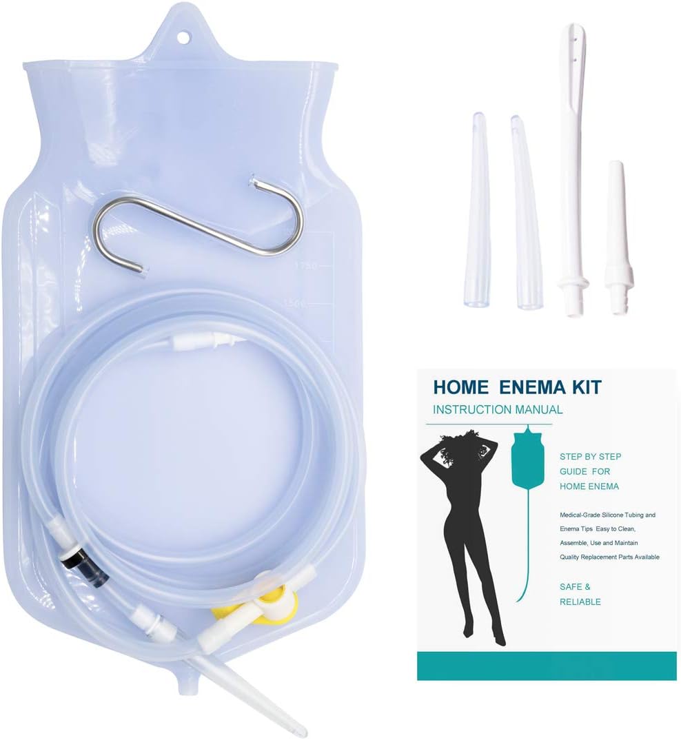 Enema Bag Kit for Colon Cleansing, 2 Quart Open Top Enema